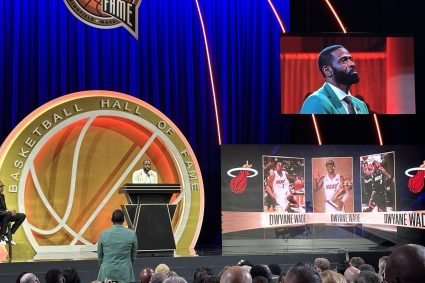 One of father’s proudest moments! Wade’s father witnessed his son being selected into the Hall of Fame.